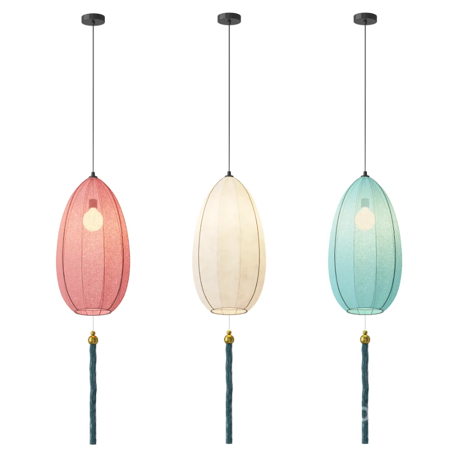 Traditional Chinese Fabric Light Chandeliers Image 1