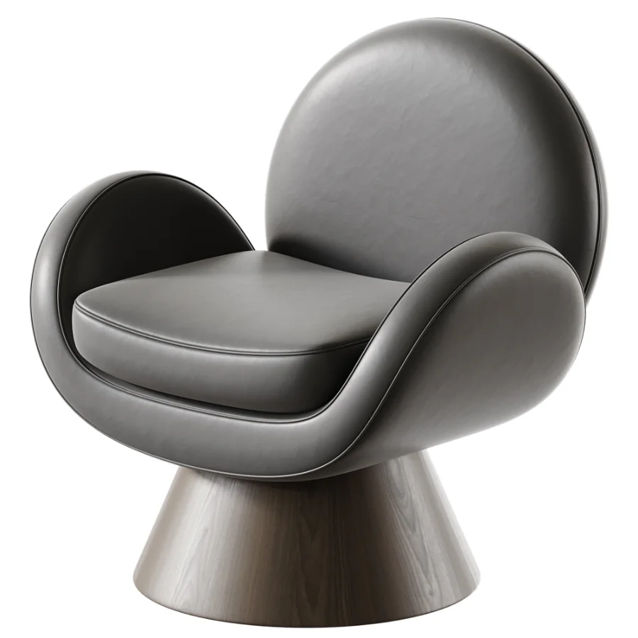 Swivel Armchair With Solid Wood Base Image 3