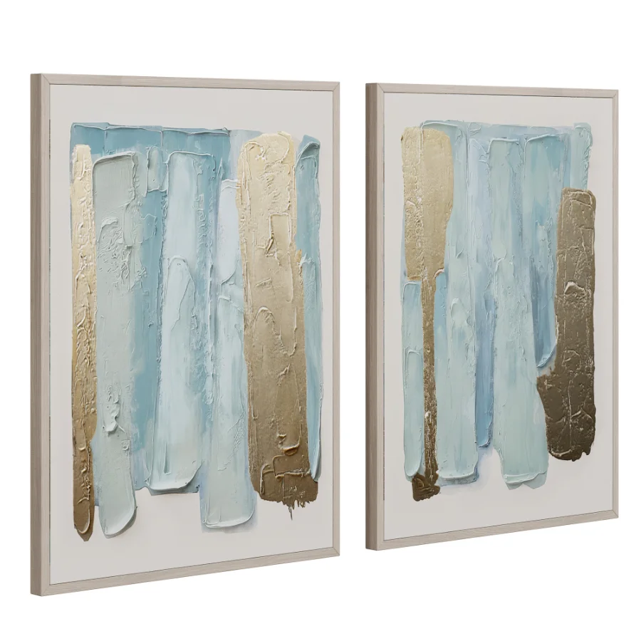 Blue Drift Framed Champagne Painted Wall Art Set of 2 by Z Gallerie Image 6