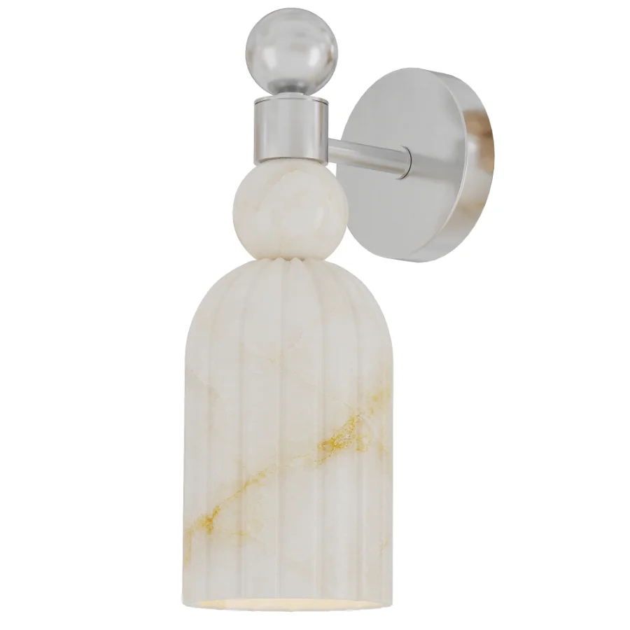 Alabaster Brass Wall Sconce Image 2