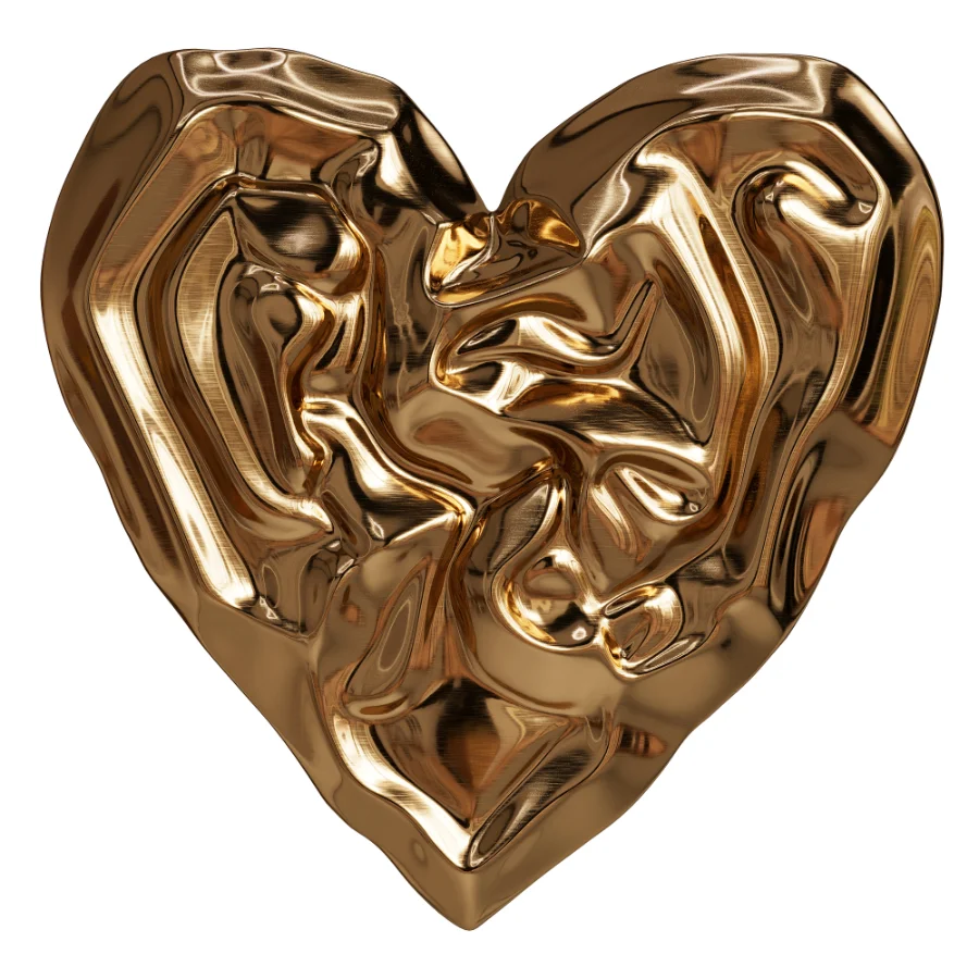 Wall Decor Crumpled Liquid Metal Heart Image 3