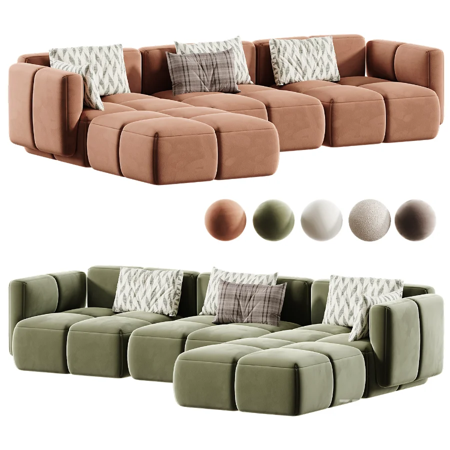 Westwing Teddy Boucle Modular Sofa with Tayla Pouf Image 1