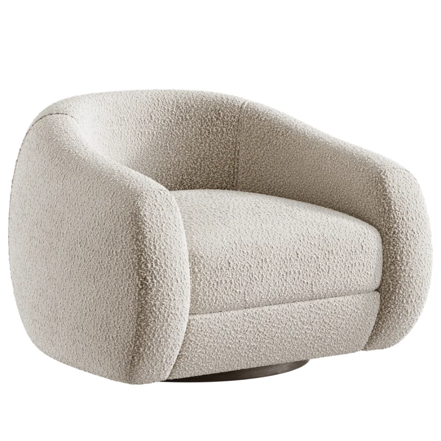 Laszlo Camel Brown Boucle Swivel Chair Image 2