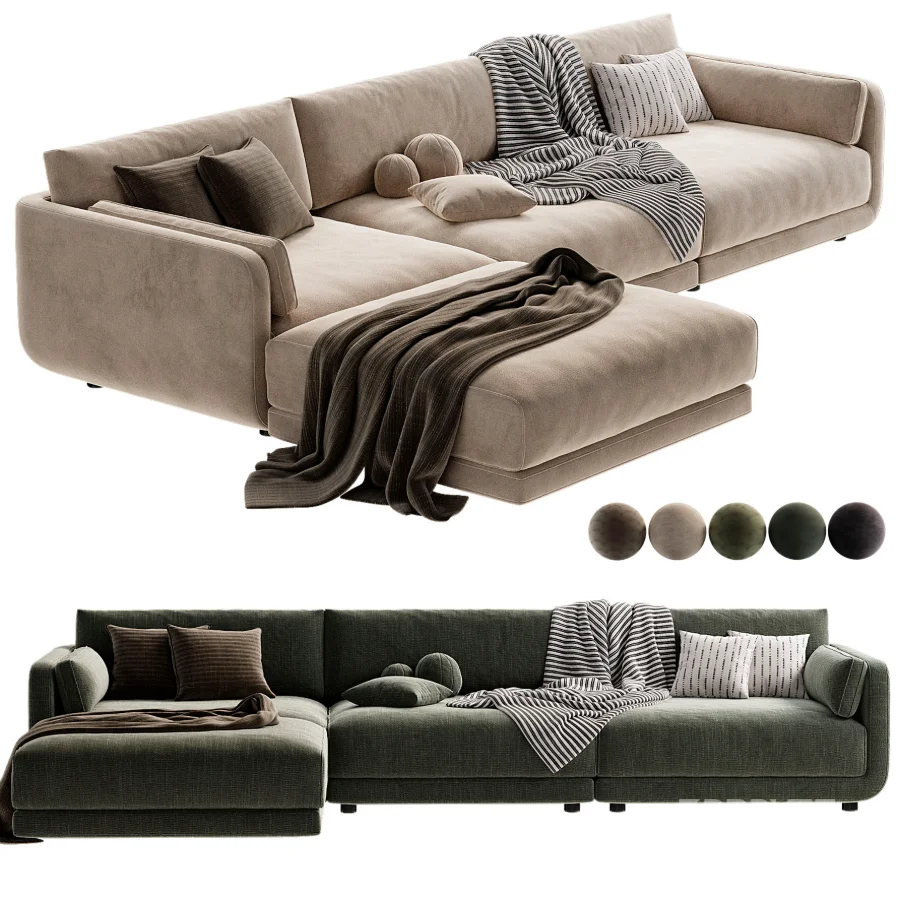 Naples Modular Upholstered Chaise L Sectional Image 2