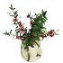 Decorative floral arrangement with red berries and green foliage in a sculptural vase (Skimmia) - Thumbnail 5