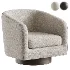 Velvet Boucle Upholstered Accent Chairs Swivel Barrel Chair - Thumbnail 3