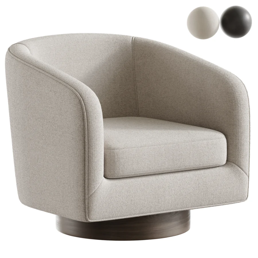 Velvet Boucle Upholstered Accent Chairs Swivel Barrel Chair Image 3