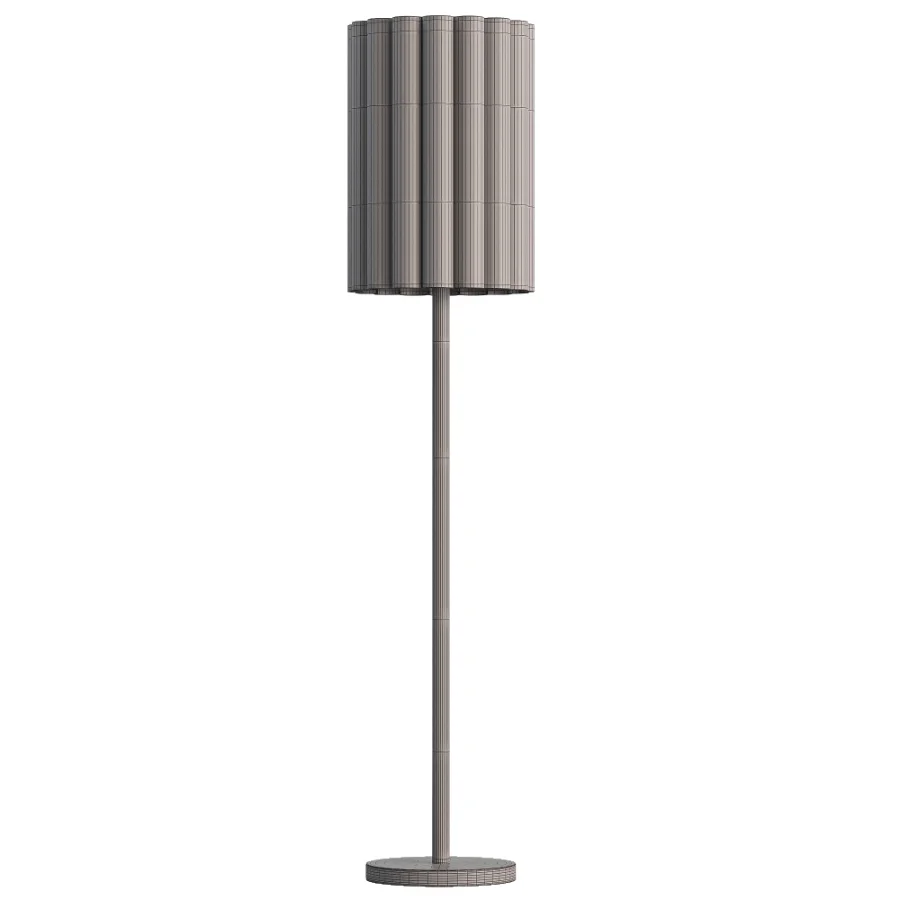 Folia walnut wood and scalloped natural linen floor lamp Image 4