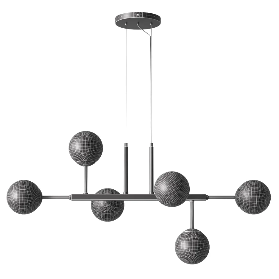 Brass Linear Alabaster Globe Chandelier Image 2