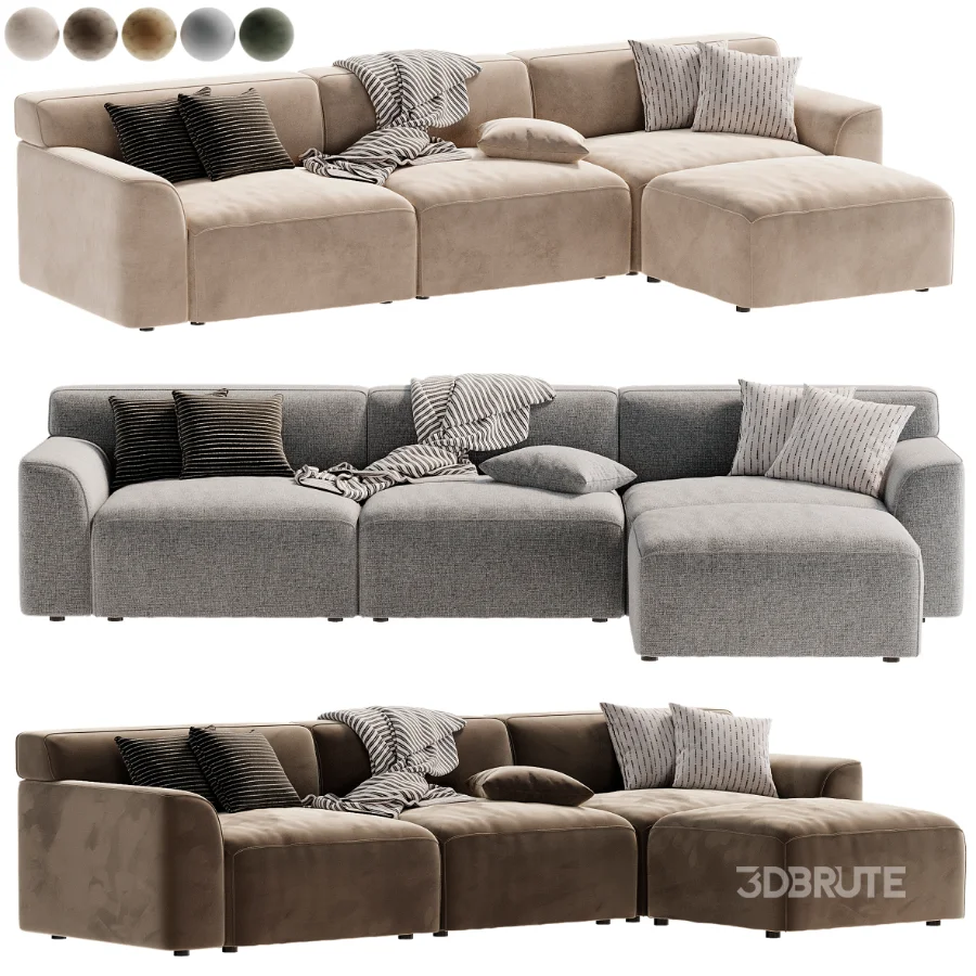 Morell 4 Piece Upholstered Modular Sofa Image 5
