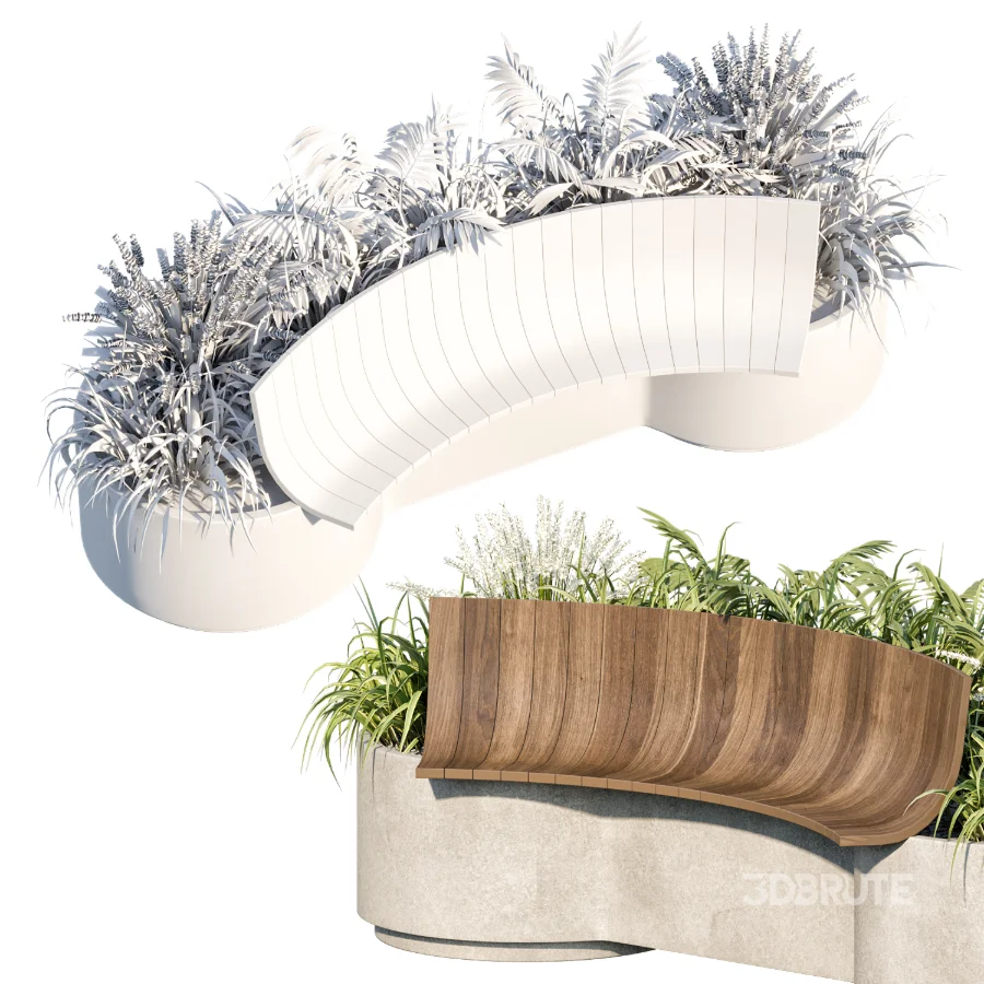 Bench with Plants – Urban Furniture 03 Image 1