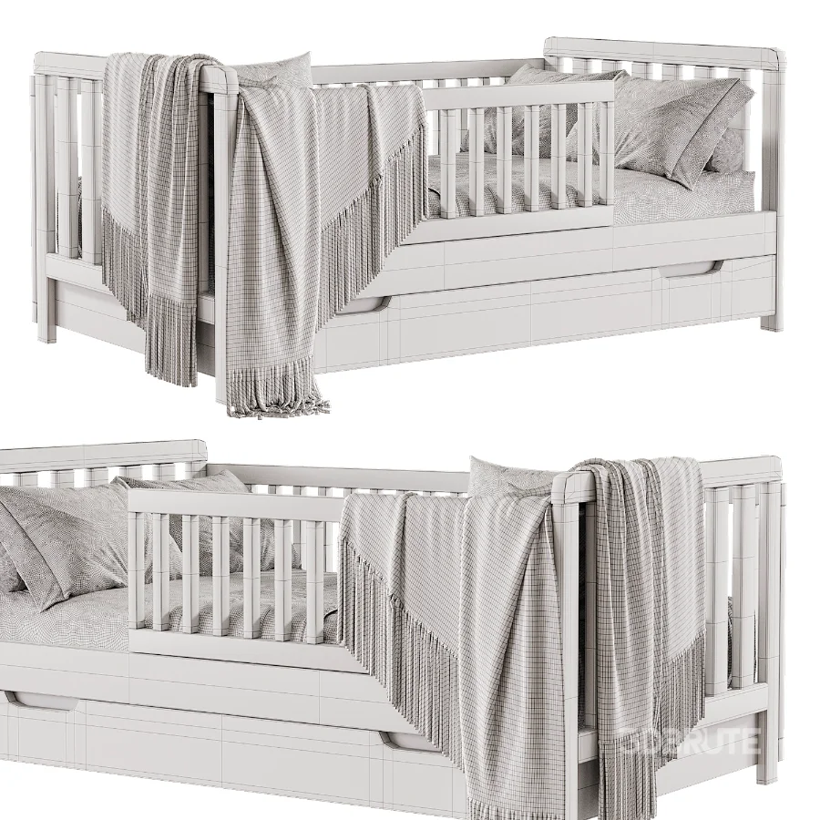 Minimalist White Toddler Bed with Storage Image 5