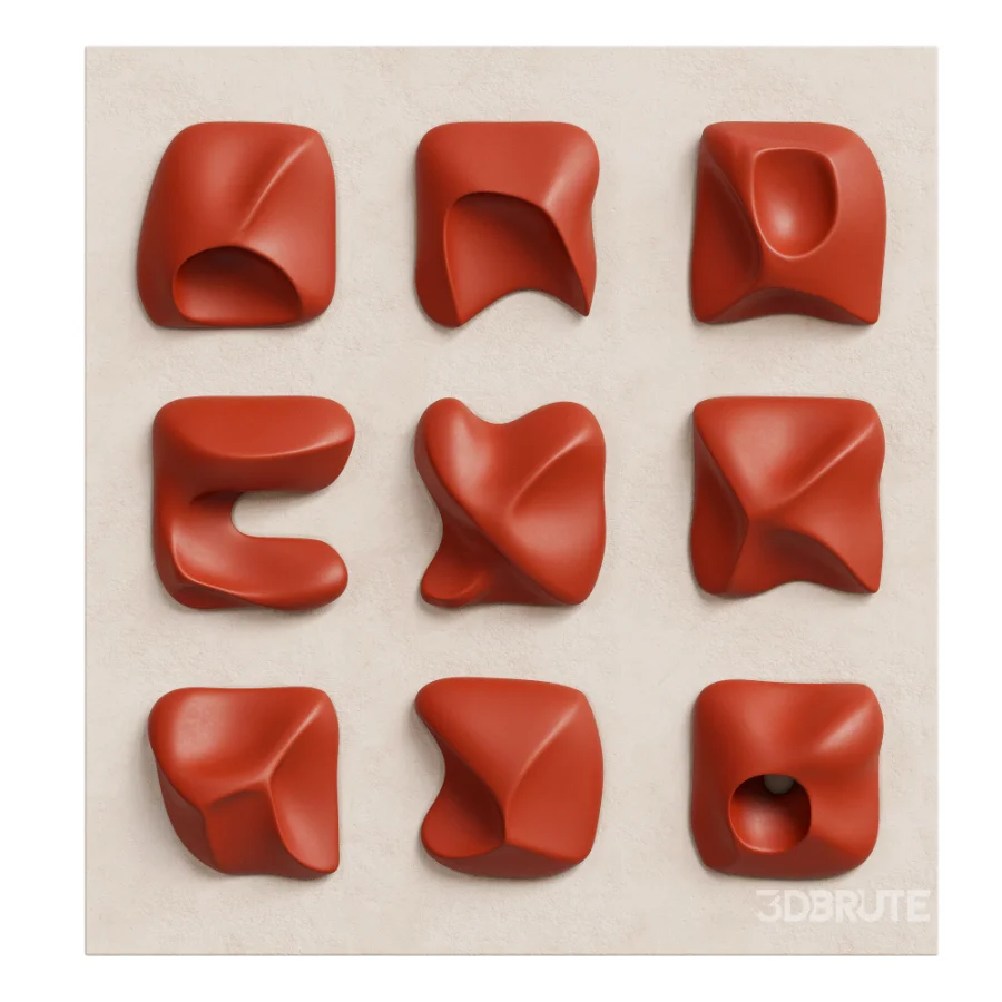 Wall Art Set of Modern Sculptural Clay Elements Image 2