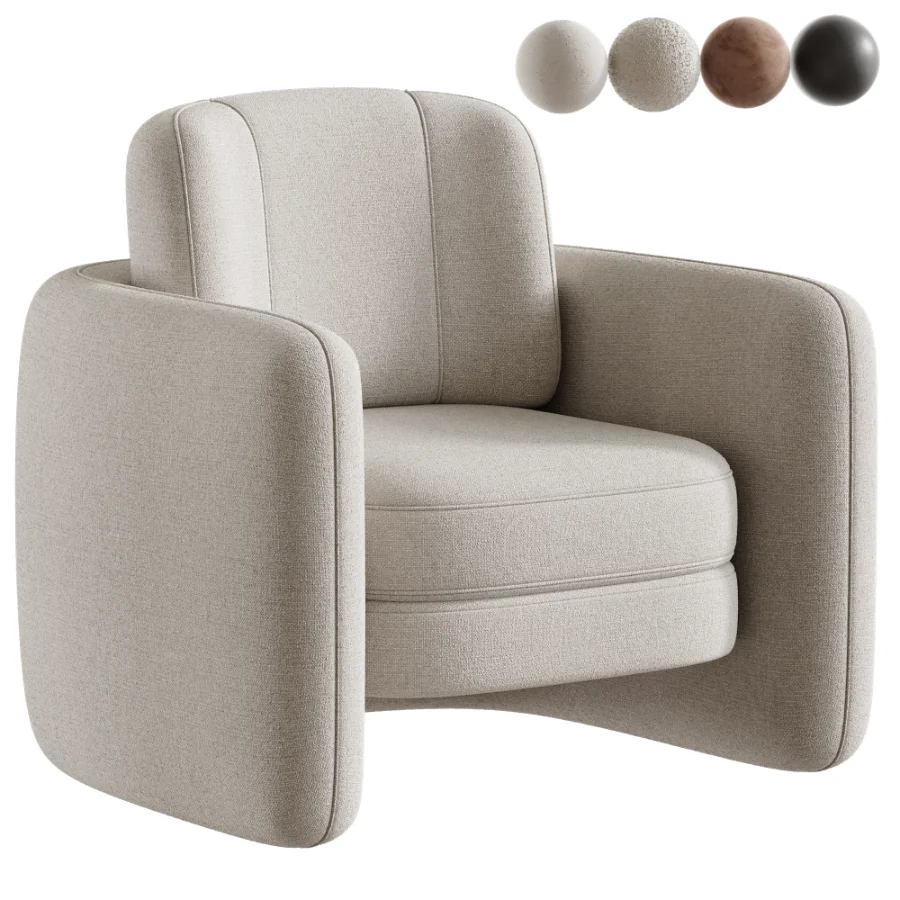 Wide Modern Chenille Upholstered Barrel Accent Chair Image 1