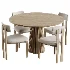 Black walnut solid wood Upholstered Dining Chair And Akira Fluted Round Wooden Table - Thumbnail 1