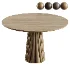 Akira Fluted Round Wooden Table - Thumbnail 1