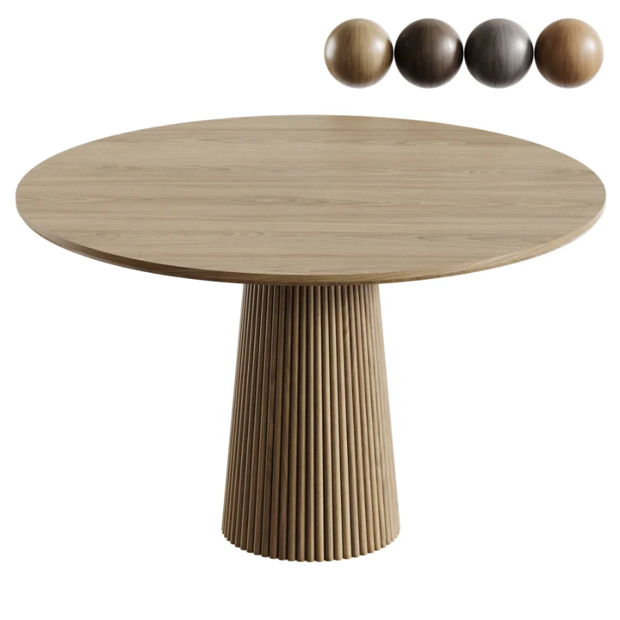 Akira Fluted Round Wooden Table Image 1
