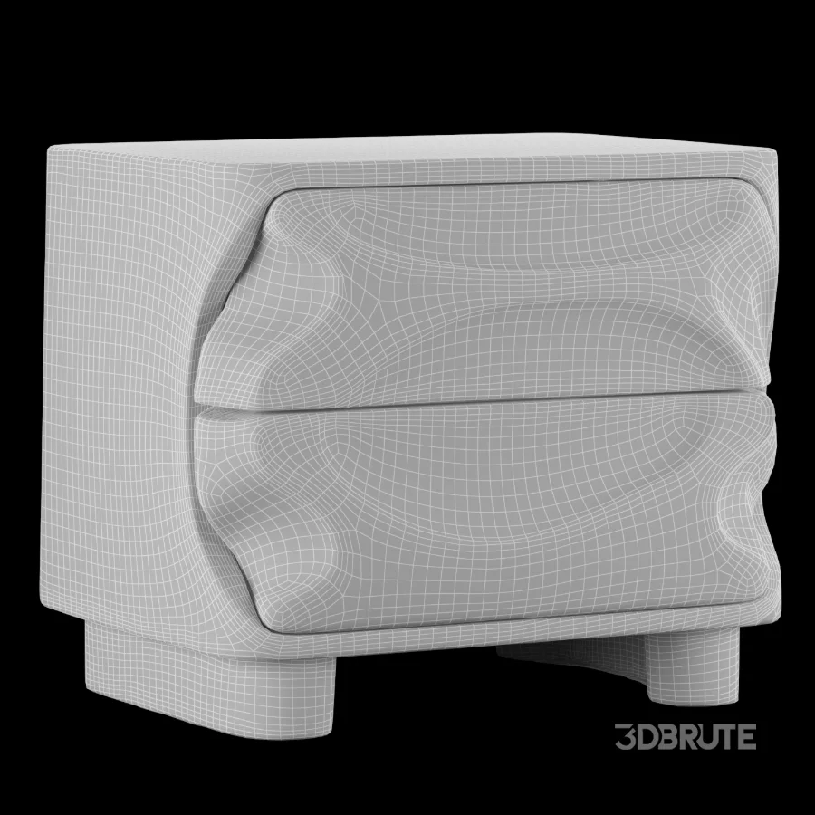 Solid Wood Bedside Table with Hand-Carved Drawer Image 2