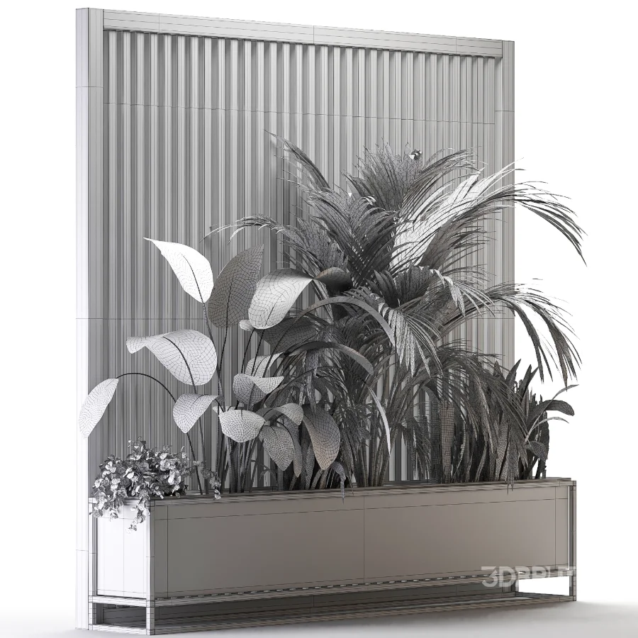 Room Divider Planter 03 – Wooden Panel with Plants Image 1