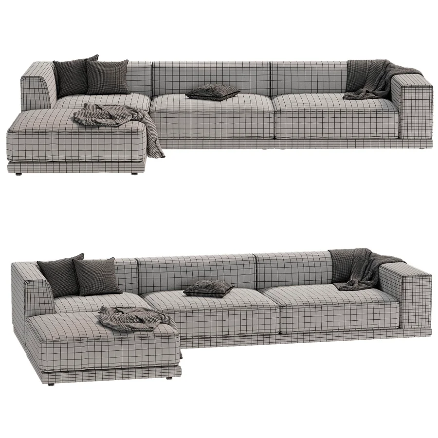 Faible 4 Piece Grey Performance Velvet Deep Depth Sectional Sofa with Right Arm Image 4