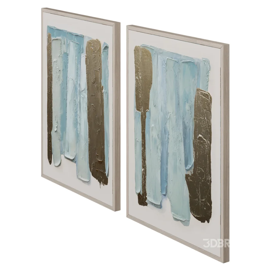 Blue Drift Framed Champagne Painted Wall Art Set of 2 by Z Gallerie Image 5