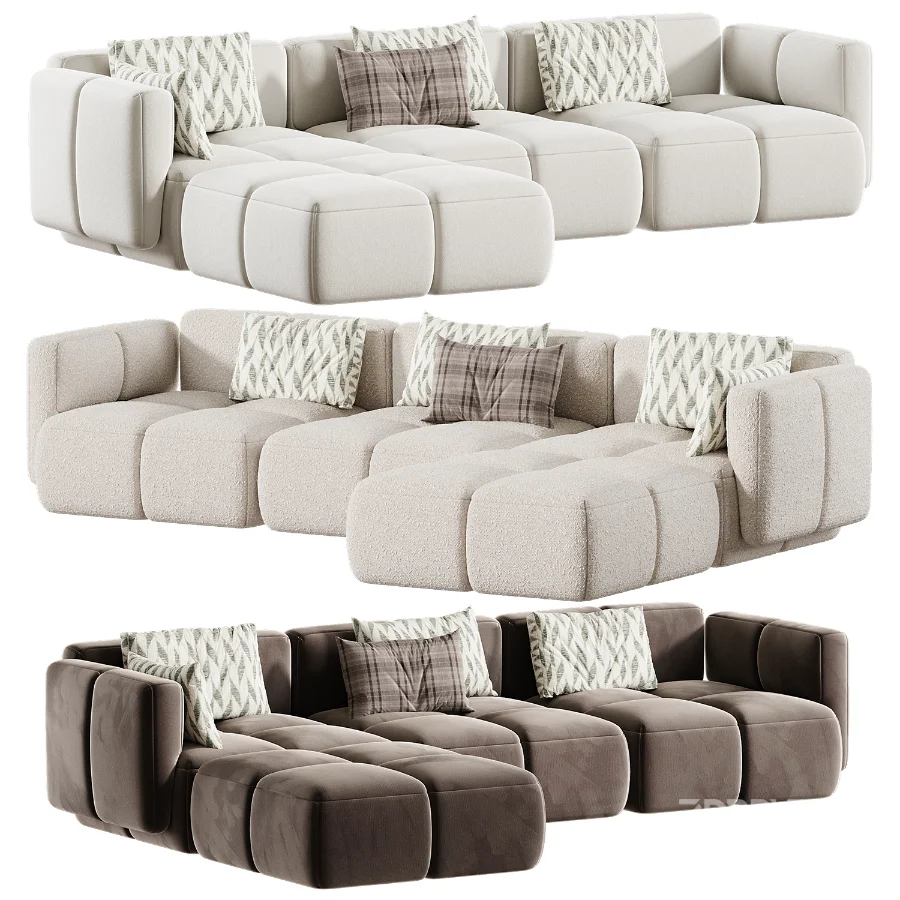 Westwing Teddy Boucle Modular Sofa with Tayla Pouf Image 4