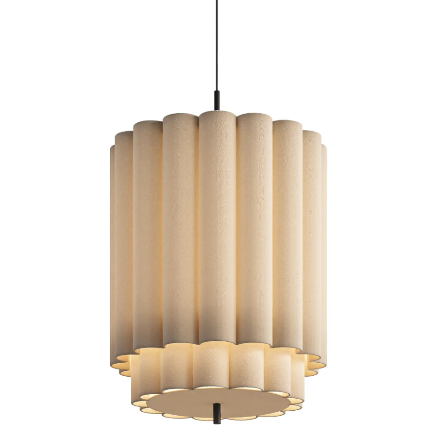 Folia small scalloped natural linen pendant Image 2