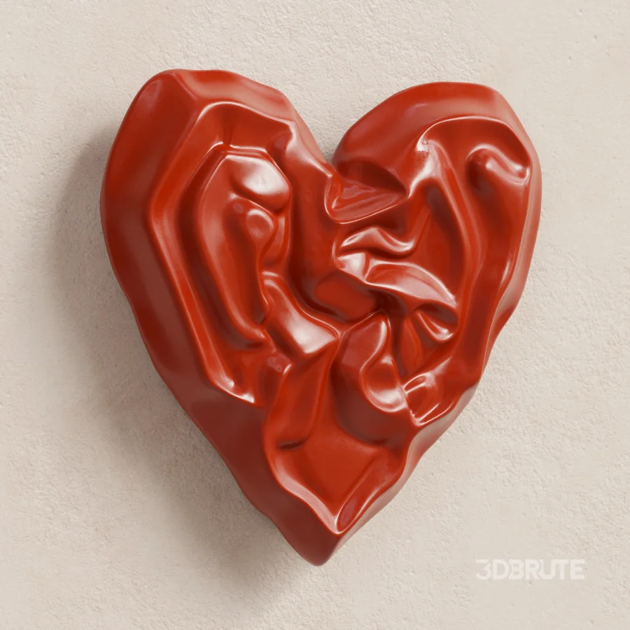 Wall Decor Crumpled Liquid Metal Heart Image 5