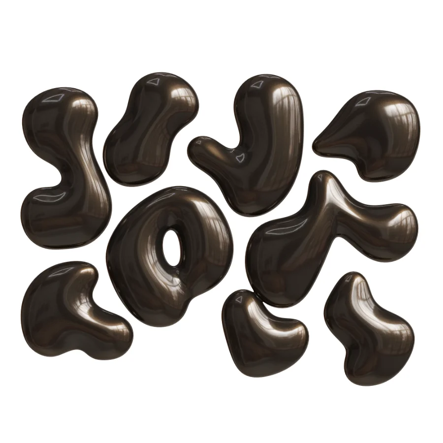 Organic Liquid Droplets Glossy Black Metal Wall Sculpture Abstract Image 1