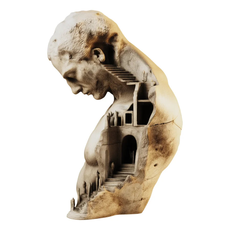 Surrealistic Classical Bust Architectural Sculpture Image 1