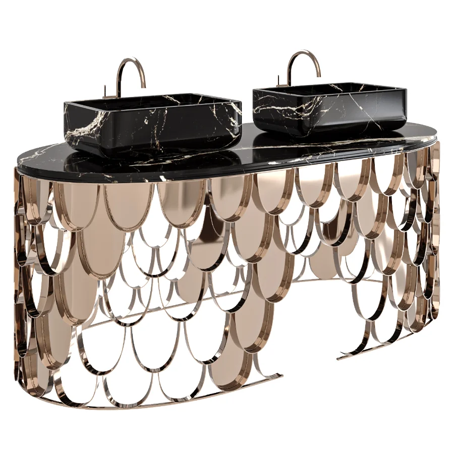 Brushed Brass Iron Washbasin Image 3