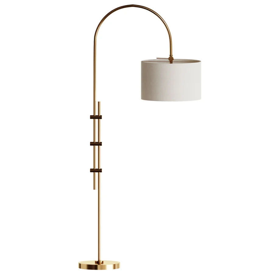 Arc Floor Lamp with Linen Shade Image 3