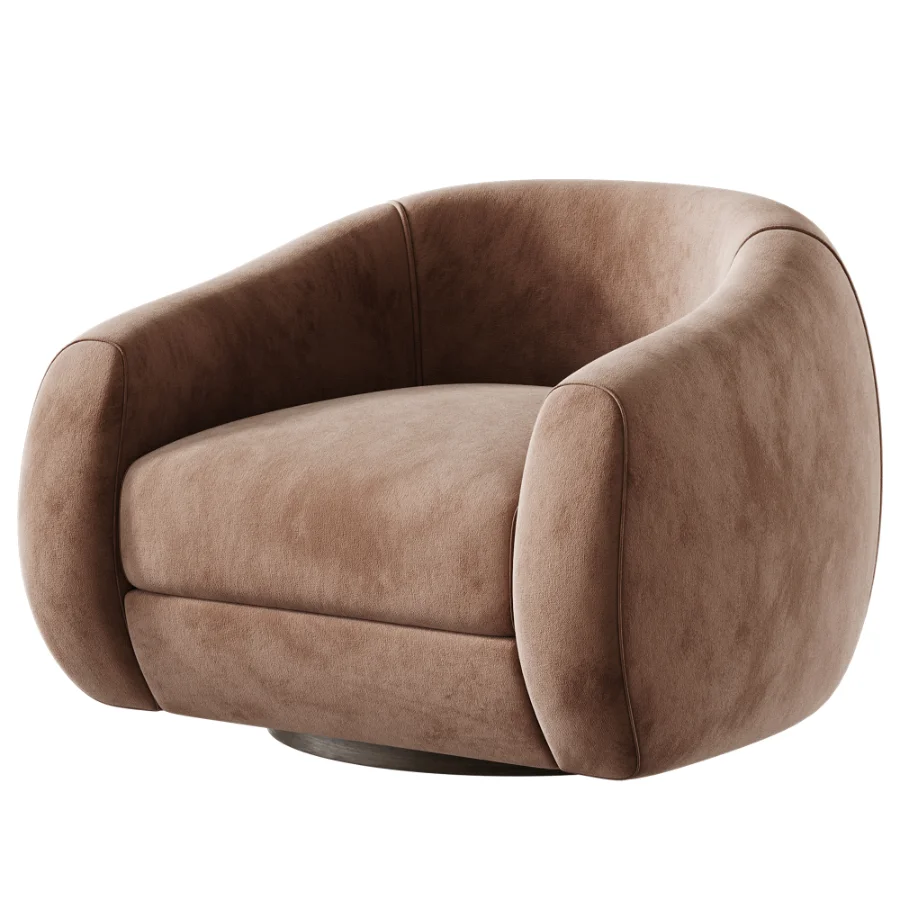 Laszlo Camel Brown Boucle Swivel Chair Image 4