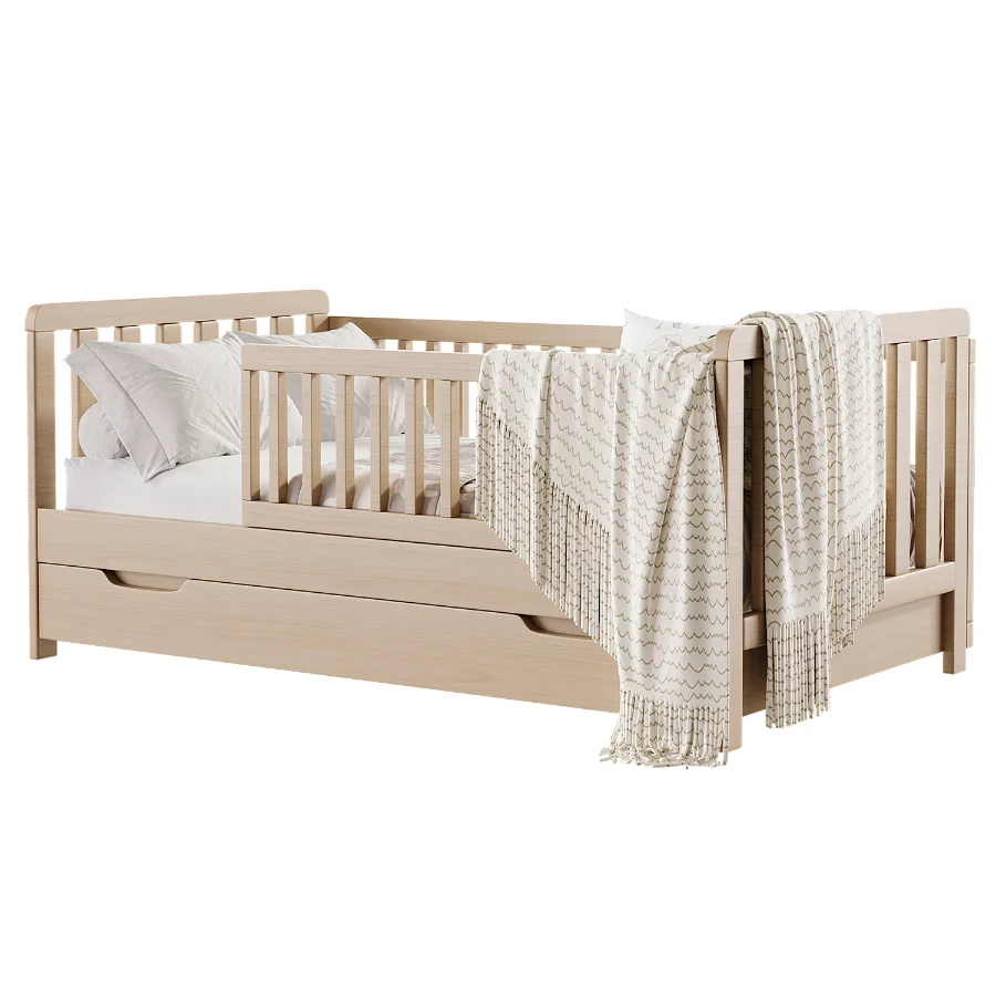 Minimalist White Toddler Bed with Storage Image 1