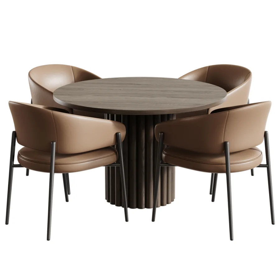 Linda chair And Mayeerty 46 Modern Wooden Round Dining Table Image 5