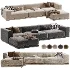 Faible 4 Piece Grey Performance Velvet Deep Depth Sectional Sofa with Right Arm - Thumbnail 5