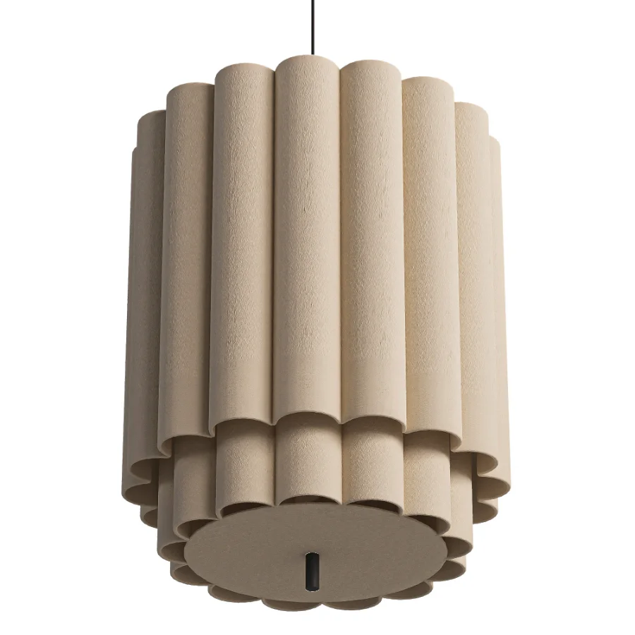 Folia small scalloped natural linen pendant Image 3