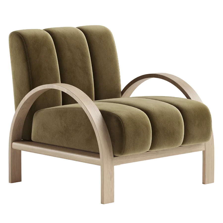 Boucle Ash Wood Accent Chair Image 2