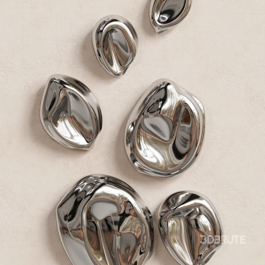 Abstract Chrome Liquid Shell Wall Decor Image 4