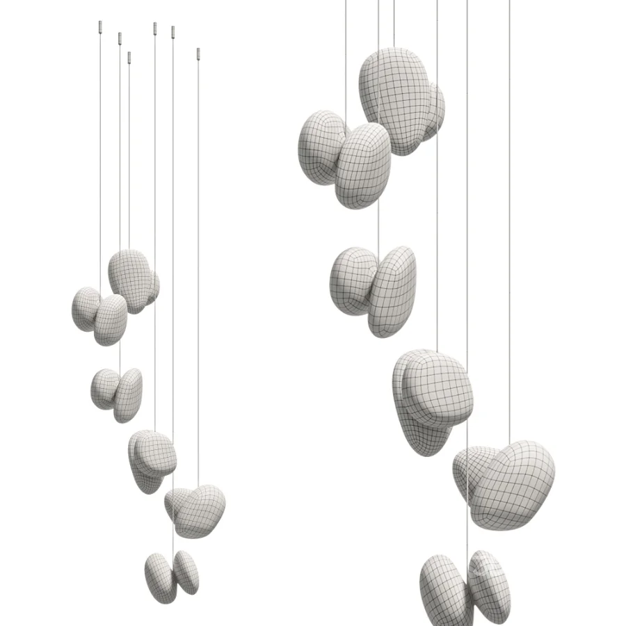 A N D Pebble Chandelier 6 LED Blown Glass Pendant Lamp Image 3
