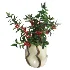 Decorative floral arrangement with red berries and green foliage in a sculptural vase (Skimmia) - Thumbnail 6