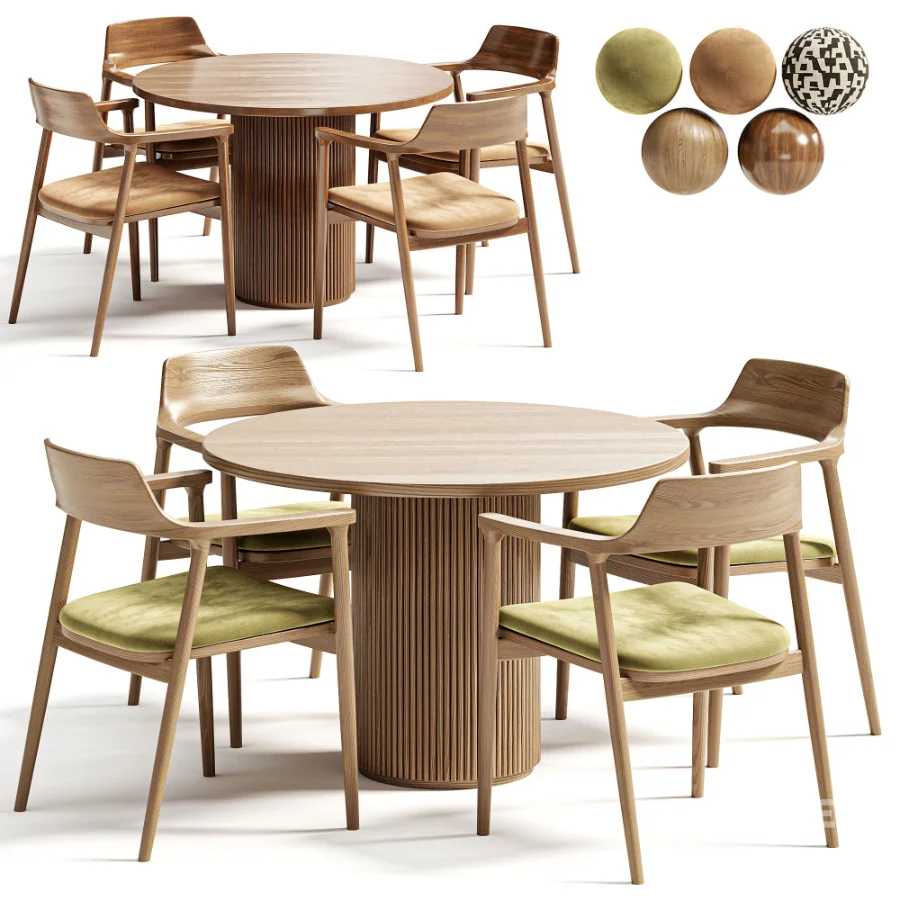 Hiroshima chair,Moon table Dantonehome Dining set Image 3