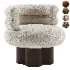 Swivel Boucle Barrel Chair - Thumbnail 1