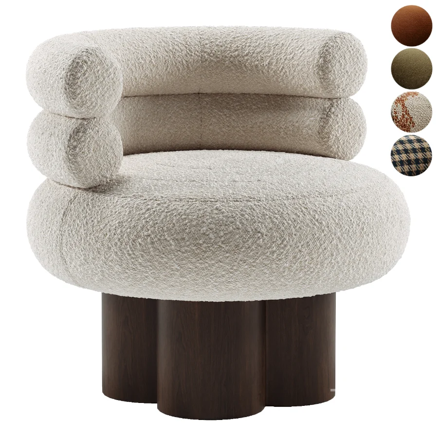Swivel Boucle Barrel Chair Image 1