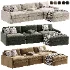 Malea 4 Piece L Shaped Charcoal Grey Performance Fabric Sectional Sofa with Ottoman - Thumbnail 2