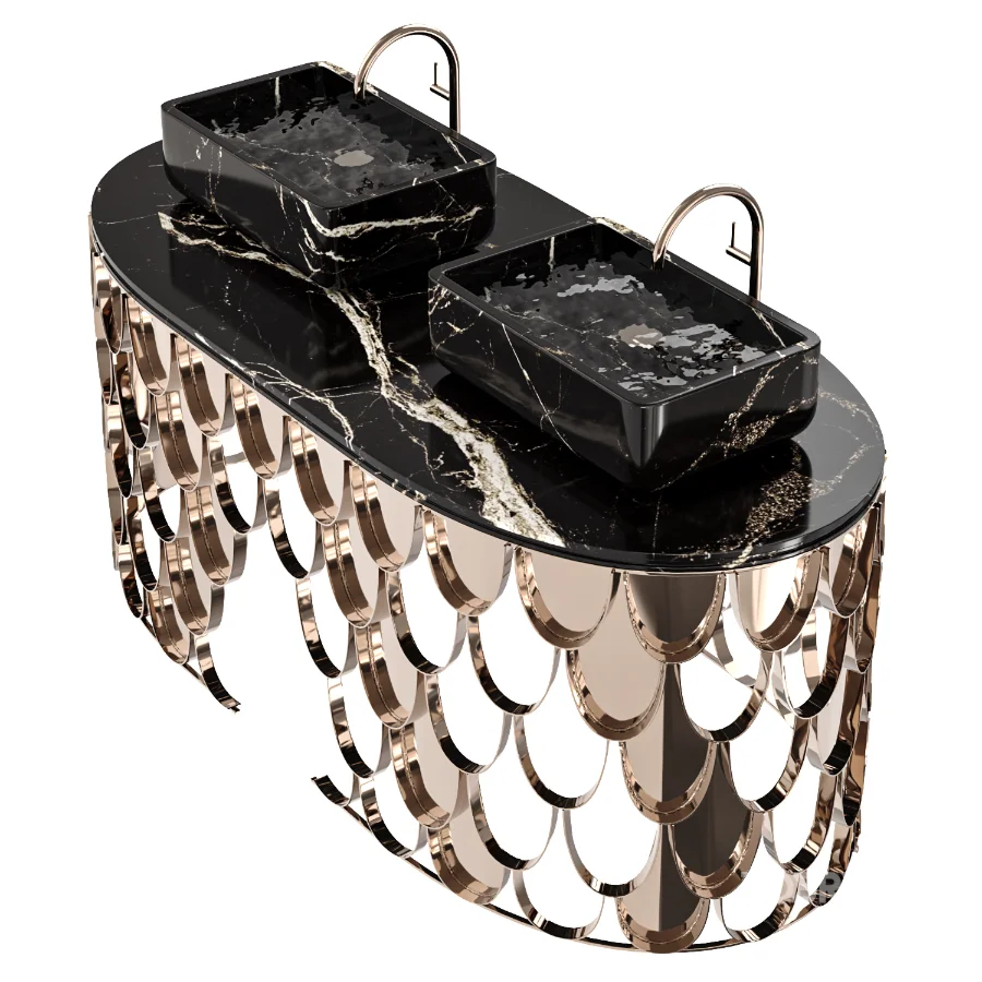 Brushed Brass Iron Washbasin Image 1