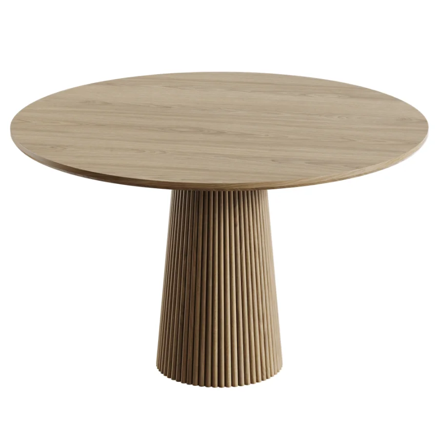 Black walnut solid wood Upholstered Dining Chair And Akira Fluted Round Wooden Table Image 3
