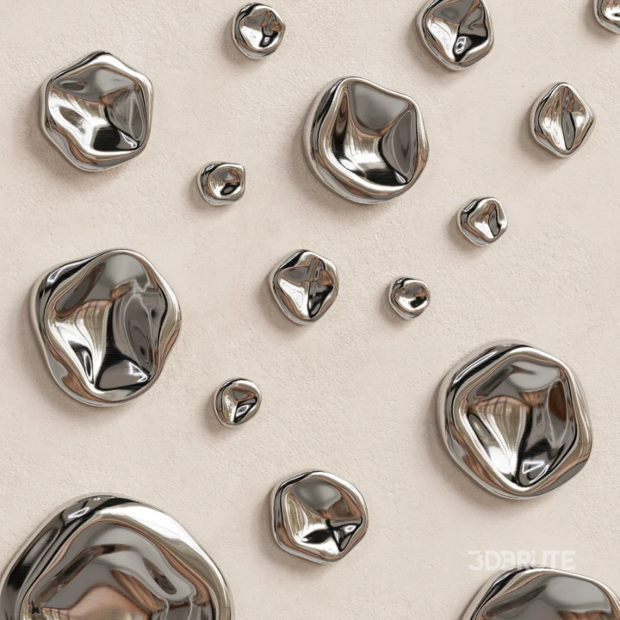 Abstract Chrome Pebble Wall Sculptures and Decor 09 Image 5