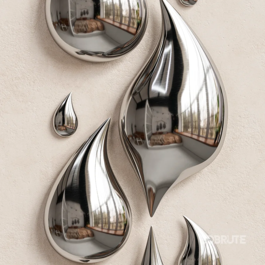 Modern Circular Wall Sculpture with Water Droplet Design DZJ-693 Image 3