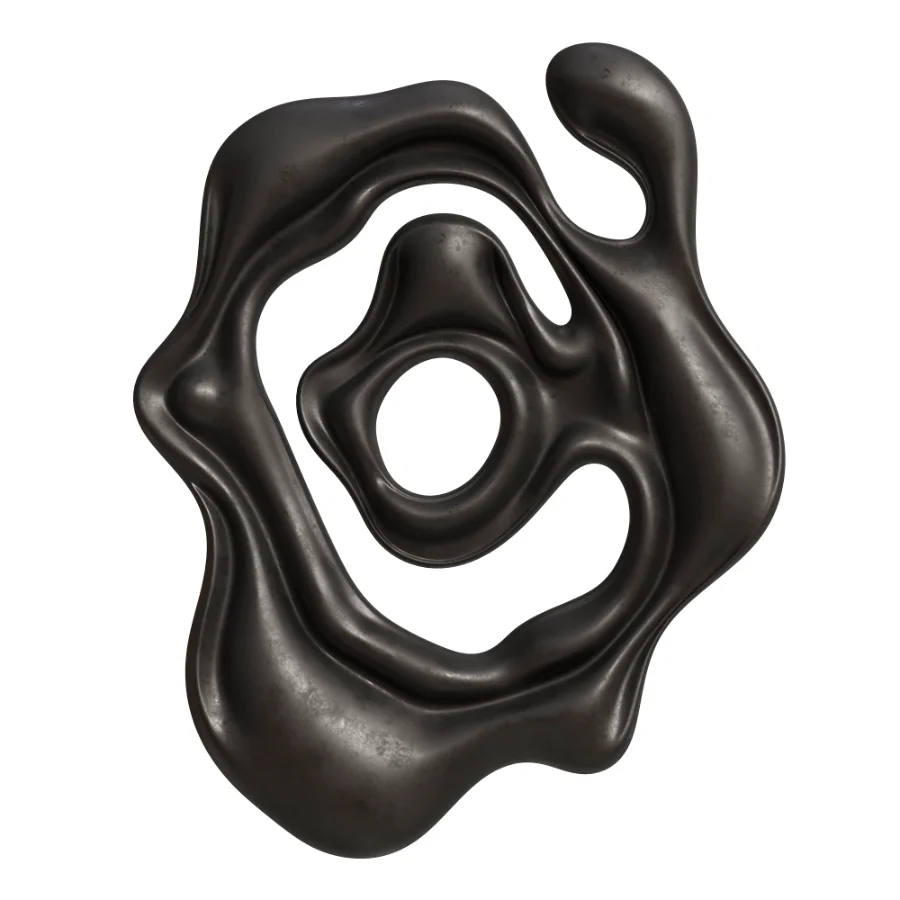 Wall Sculpture Modern Liquid Chrome Metal Image 2